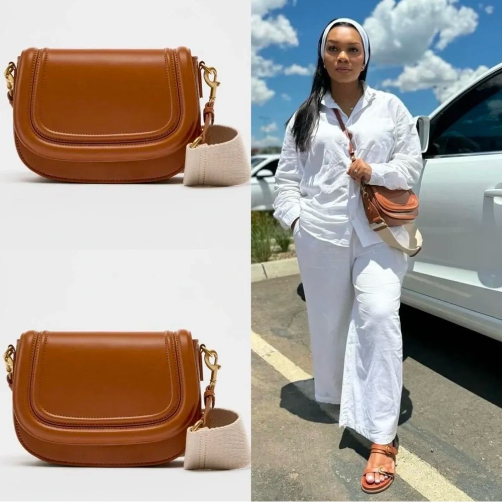 Zara  Crossbody Flap Bag Removable And Adjustable Straps Brown - Picture 8 of 8